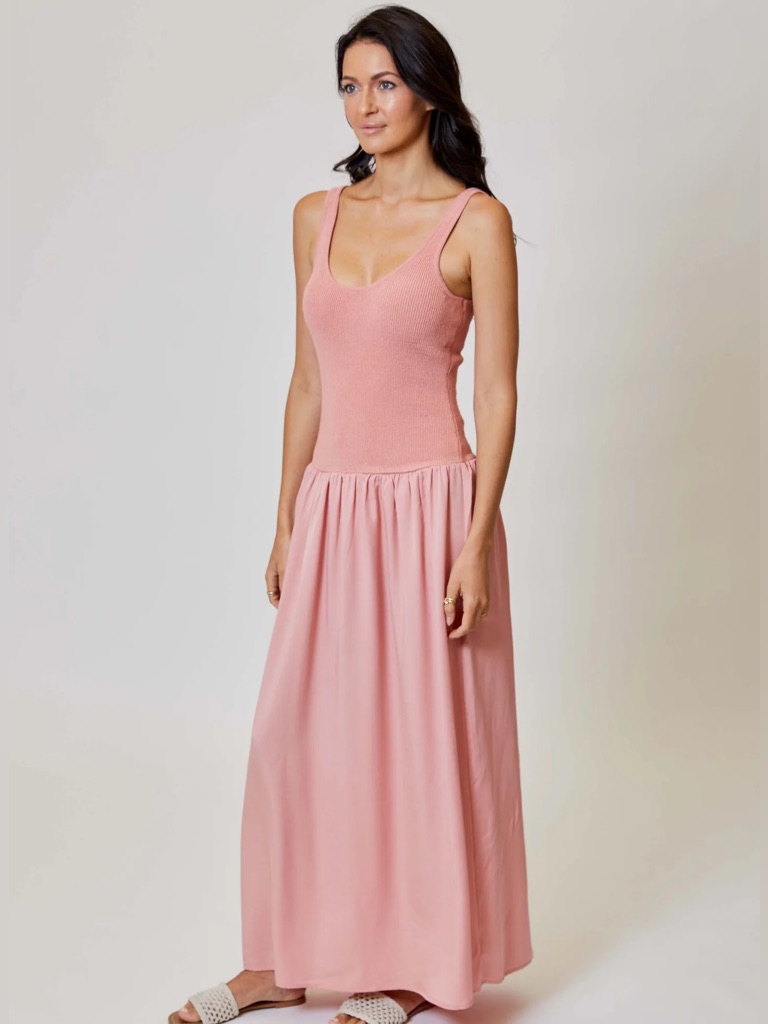 Dh New York Porto Dress Pink Smocked Maxi